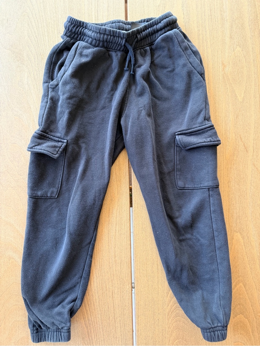 3/$15 H&M Black Fleece Cargo Joggers Size 6X Drawstring Sweatpants